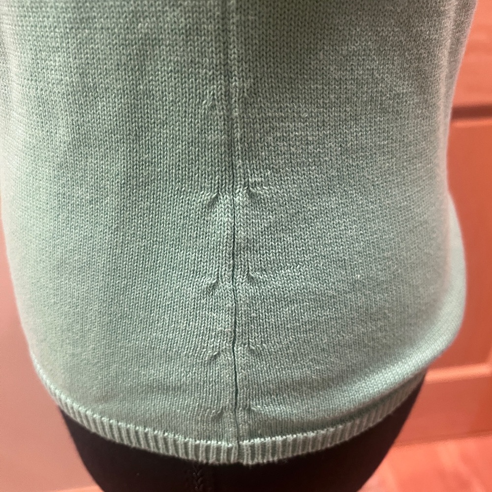 LOFT Crochet Trim Soft Stretch Knit Sleeveless Top Pastel Mint Green Cottage S - Picture 4 of 12